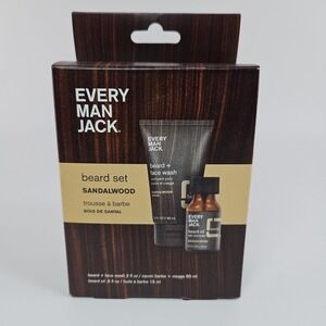EVERY MAN JACK Men's Travel Size Sandalwood Beard Set - NEW